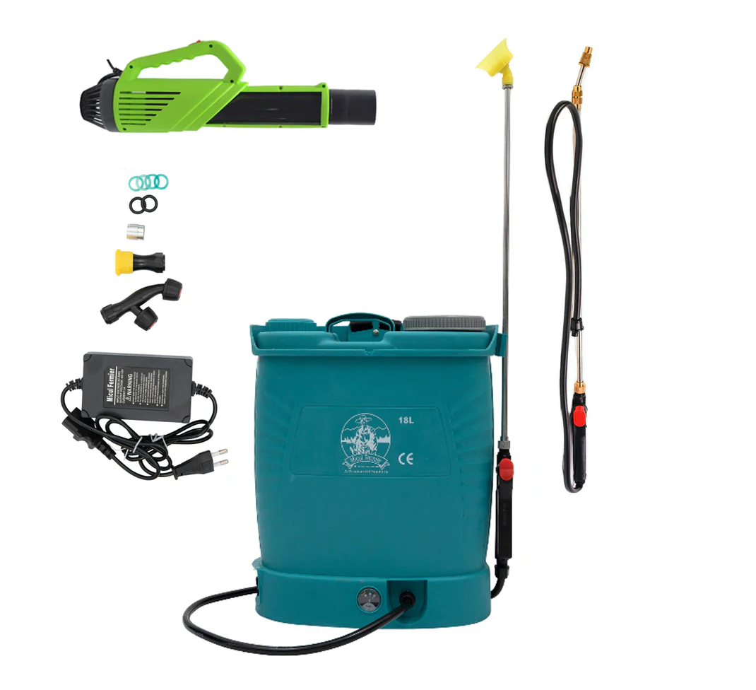 Set Pompa de stropit cu acumulator Pandora 12L + Atomizor + Set Lance telescopica stropit pomi 3m, vermorel